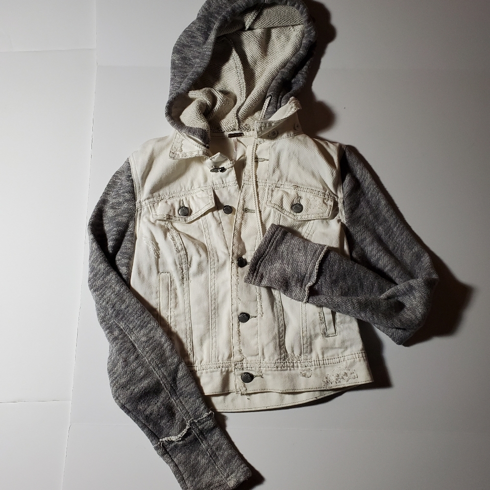 Free People Denim Hoodie womens XS jacket